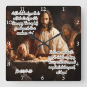 Horloge Carrée Jésus : Dernière Cène, Corps, Sang (Recto)