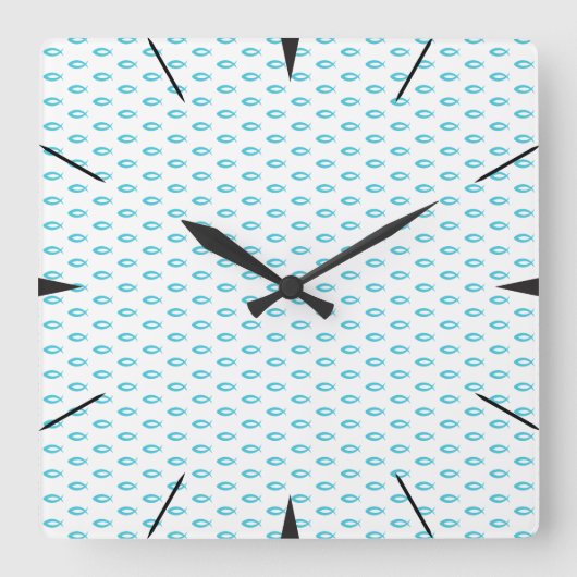 Horloge Carrée Jesus Fish Pattern (Recto)