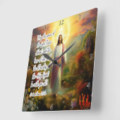 Horloge Carrée Jésus : grâce, amour, amitié Divine (Angle)