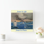 Horloge Carrée Jésus Is Life... Jésus Is Peace Wall Clock (Maison)