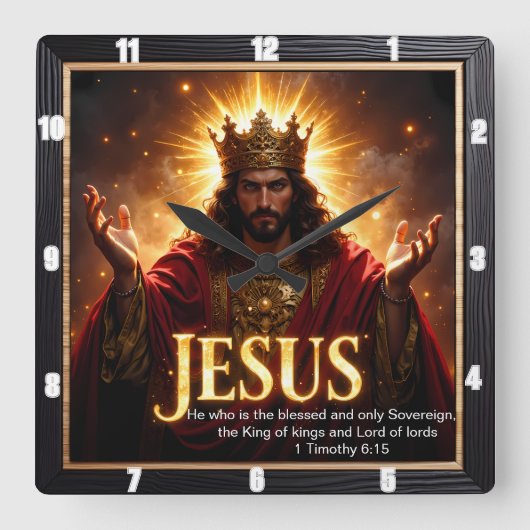 Horloge Carrée Jesus King Crown Robe Sovereign Glory  (Recto)