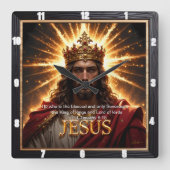 Horloge Carrée Jesus King Crown Sovereign Glory Sunburst (Recto)