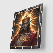 Horloge Carrée Jesus King Crown Sovereign Glory Sunburst (Angle)