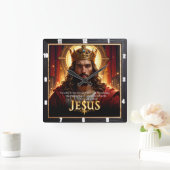 Horloge Carrée Jesus King Crown Sovereign Majesty Red (Maison)