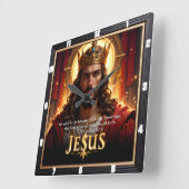 Horloge Carrée Jesus King Crown Sovereign Majesty Red (Angle)