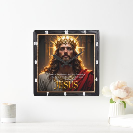 Horloge Carrée Jesus King Crown Sovereign Majesty Robe (Maison)