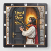Horloge Carrée Jesus Knocks: Open Your Heart (Recto)