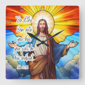 Horloge Carrée Jésus : Le Fils Vous Libère (Recto)