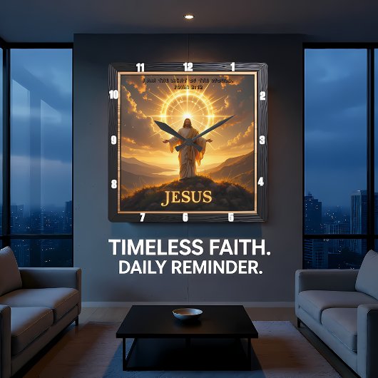 Horloge Carrée Jesus Light World Mountain Halo Lord