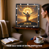 Horloge Carrée Jesus Light World Mountain Halo Lord