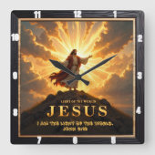 Horloge Carrée Jesus Light World Mountain Triumphant Lord (Recto)
