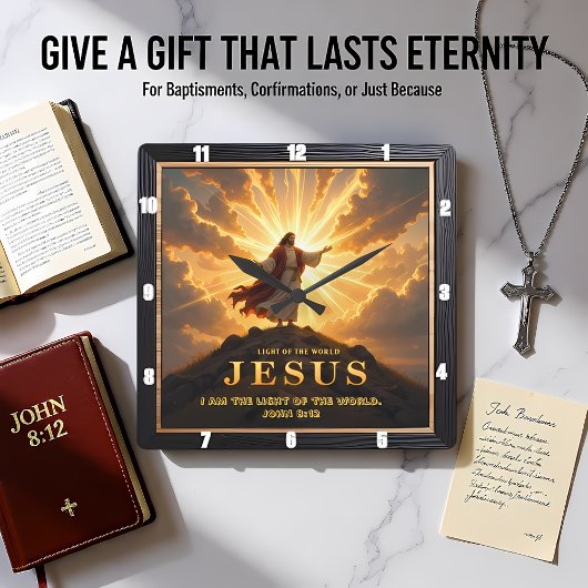 Horloge Carrée Jesus Light World Mountain Triumphant Lord