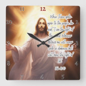 Horloge Carrée Jésus : Lumière, Monde, Vie Éternelle (Recto)