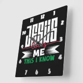 Horloge Carrée Jésus M'Aime Ce Que Je Connais (Angle)