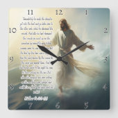 Horloge Carrée Jésus : Marcher sur l'eau, la foi (Recto)