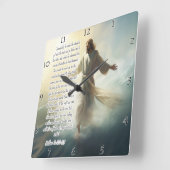 Horloge Carrée Jésus : Marcher sur l'eau, la foi (Angle)