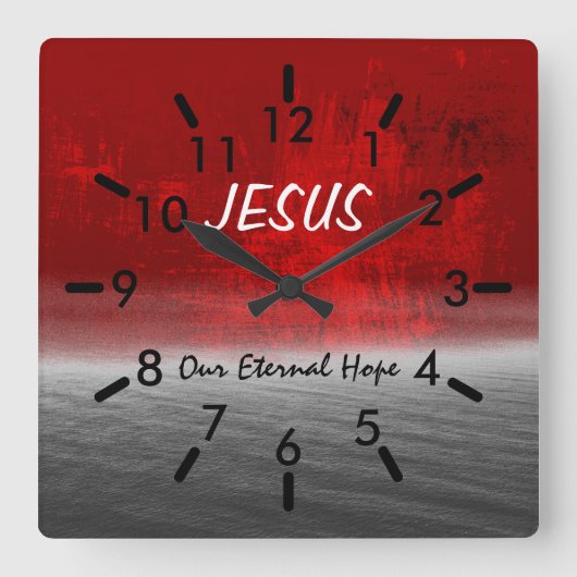 Horloge Carrée Jésus, Notre Eternel Espoir (Recto)