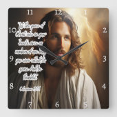 Horloge Carrée Jésus : Paix, Coeurs, Colossiens (Recto)