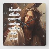 Horloge Carrée Jésus : Portez votre croix, disciple (Recto)
