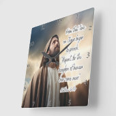 Horloge Carrée Jésus : Repent, Royaume des Cieux (Angle)