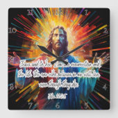 Horloge Carrée Jésus : Résurrection, Vie, Croyants Vivent (Recto)