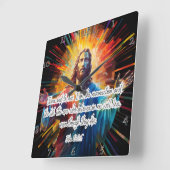 Horloge Carrée Jésus : Résurrection, Vie, Croyants Vivent (Angle)