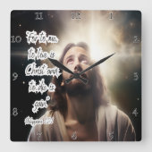 Horloge Carrée Jésus : Vivez Christ, Die Gain (Recto)