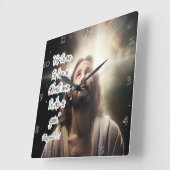 Horloge Carrée Jésus : Vivez Christ, Die Gain (Angle)