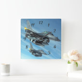 Horloge Carrée Jets de combat (Maison)