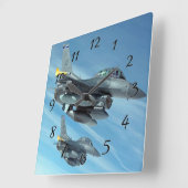 Horloge Carrée Jets de combat (Angle)