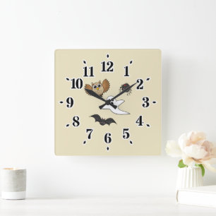 Horloge Carrée Jeu de créations nocturnes Déplaisantes de Kawaii