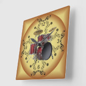 Horloge Carrée Jeu de tambours ~ Défilé musical ~ Arrière - plan (Angle)