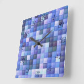 Horloge Carrée Jeu vidéo Pixels Carré bleu Motif (Angle)