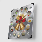 Horloge Carrée Jingle Balls ~ Les 12 Jours De Noël ~ (Angle)