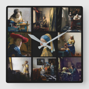 Horloge Carrée Johannes Vermeer - Grille de chefs-d'œuvre