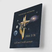 Horloge Carrée John 3:16    (Angle)