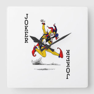 Horloge Carrée Joker Card Clown Music Dance Banjo Guitar