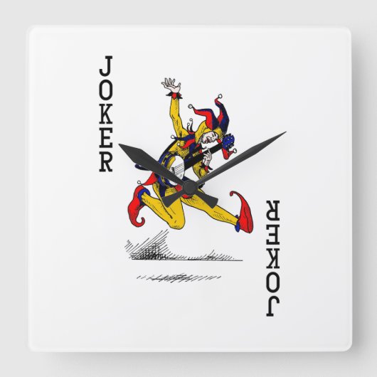 Horloge Carrée Joker Card Clown Musique Danse Banjo Guitare (Recto)