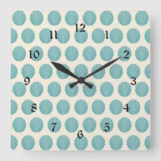 Horloge Carrée Joli Aqua Turquoise Blue Shell Beach Motif Cadeaux (Recto)
