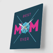 Horloge Carrée Joli design texte Meilleure maman pour la fête des (Angle)