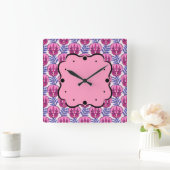 Horloge Carrée Joli Motif Dinosaur Tricératops rose (Maison)