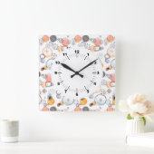 Horloge Carrée Joli Motif rose et bleu Abstrait (Maison)