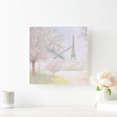 Horloge Carrée Joli Paris aux pastels (Maison)