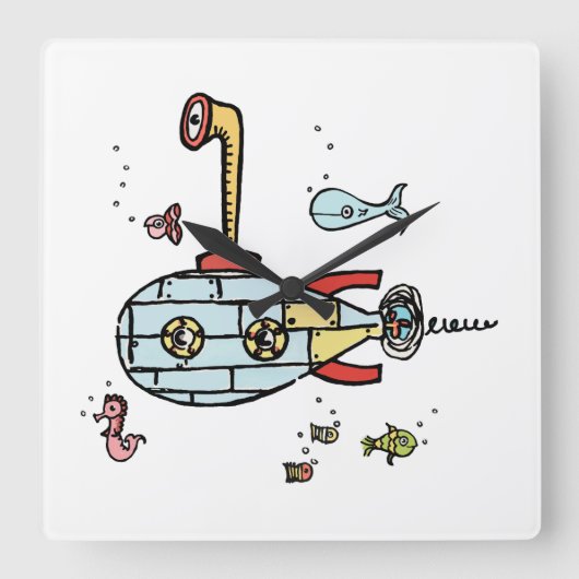 Horloge Carrée Joli sous-marin nautique sous l'eau (Recto)