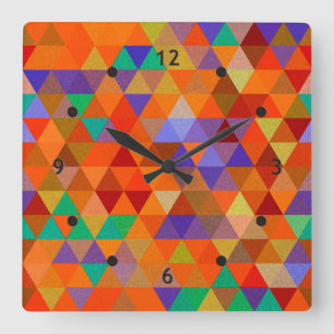 Horloge Carrée Joli Triangle grunge motif I + vos idées