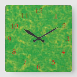 Horloge Carrée Jolie chaux vert et jaune>Horloge à motifs