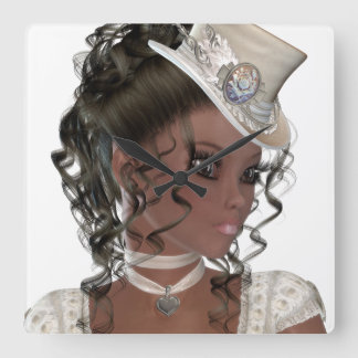 Horloge Carrée Jolie femme d'Afro-américain