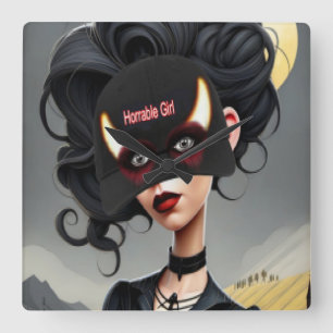 Horloge Carrée Jolie fille horrible 