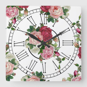 Horloge Carrée Jolie florale française