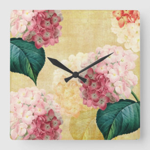 Horloge Carrée Jolie Hydrangea Floral